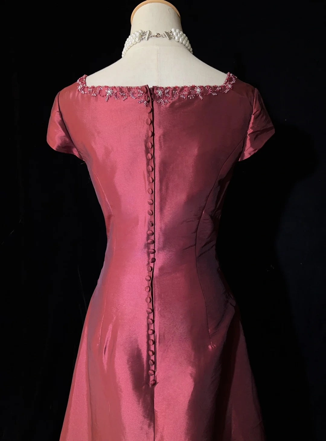 Vintage 90er Abschlussballkleider A-Linie Sweetheart Burgunderrot mit Perlenstickerei Langes Abschlussballkleid N3006
