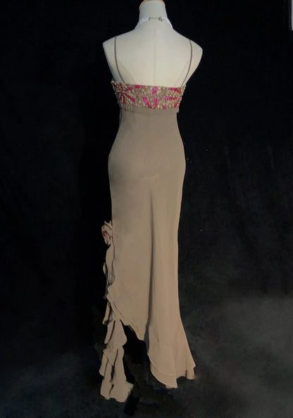Robes de bal vintage des années 90, sirène, bretelles spaghetti, mousseline, longues, pour soirées semi-formelles N3655