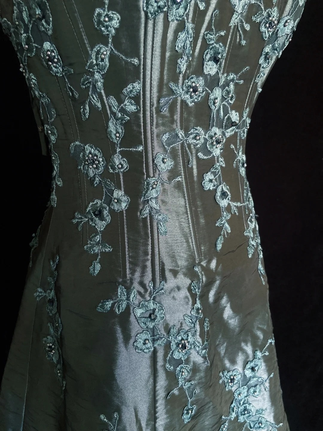 Robes de Bal de Princesse sans Bretelles Vert Broderie Robe de Soirée Longue N3289