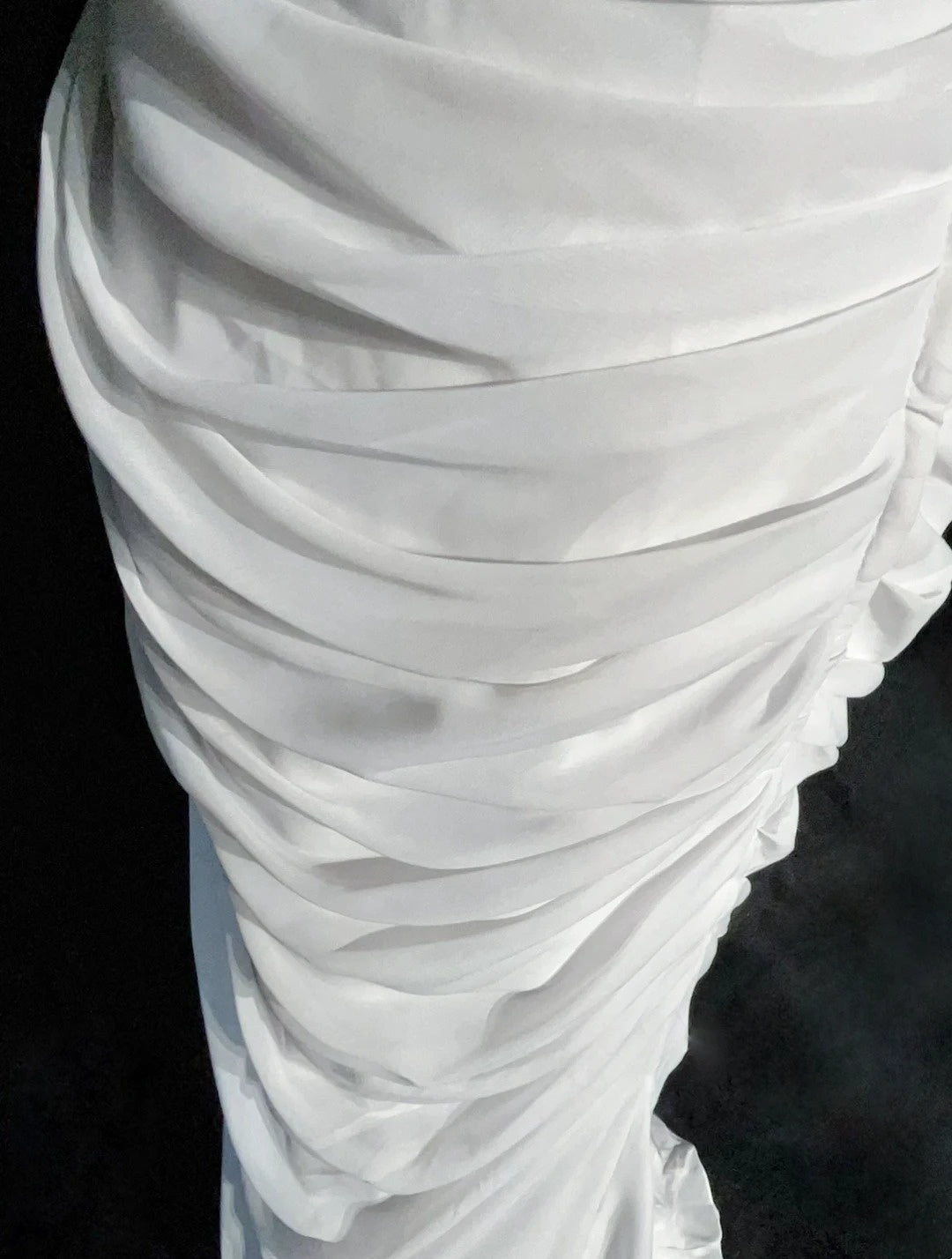 Elegante Ballkleider Meerjungfrau Sweetheart Weiß Chiffon mit Rüschen Langes Abendkleid N2895