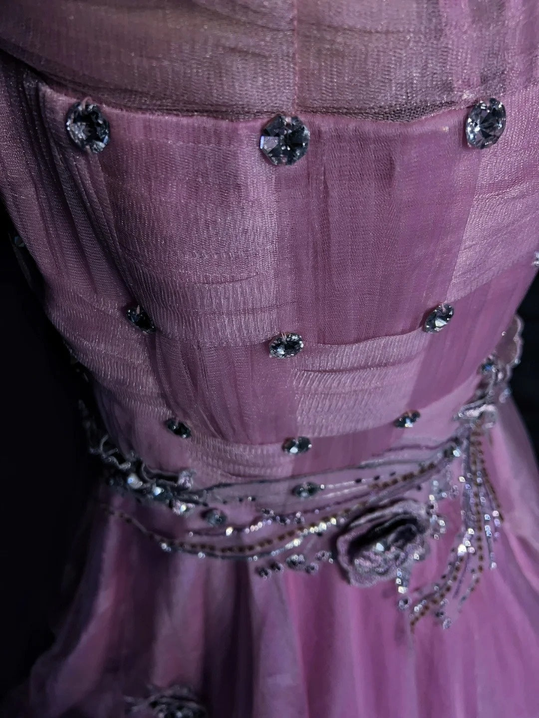 Robes de bal modestes sirène licou tulle lilas avec perles dentelle longue robe de soirée formelle N3882