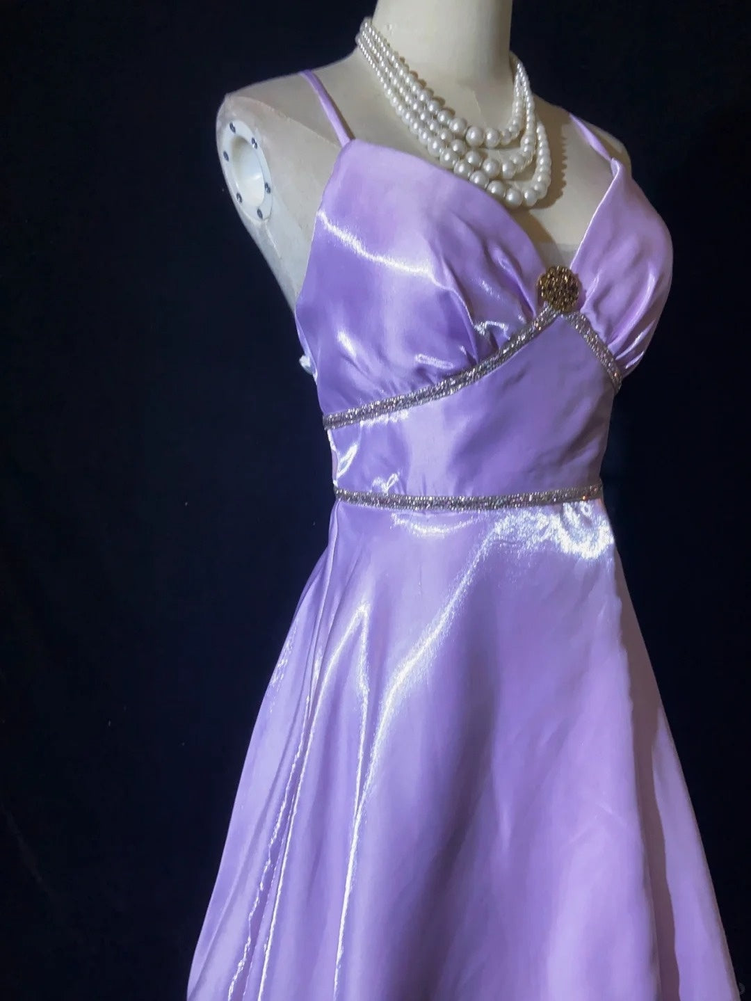 Robes de bal vintage des années 90, trapèze, à bretelles spaghetti, couleur lilas, longues, semi-formelles, tenues de soirée N3658