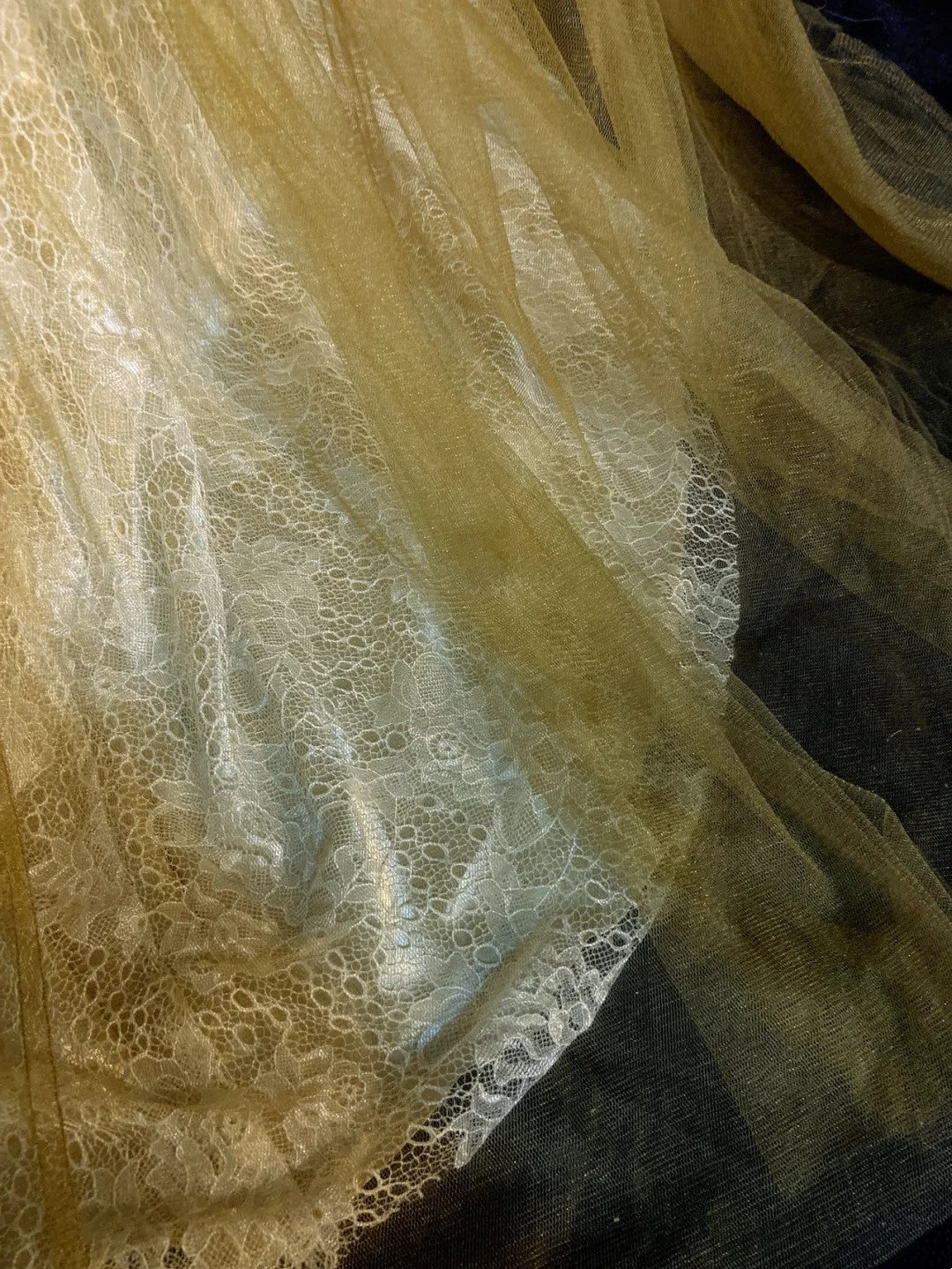 Vintage Abschlussballkleider 90er Meerjungfrau Schmuckausschnitt Goldtüll Mit Perlen Lang Halbformelles Abendkleid N3674