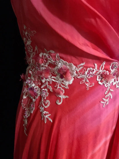 Vintage Abschlussballkleider A-Linie Neckholder Hot Pink Chiffon mit Applikationen Formelle Abendkleider N3855