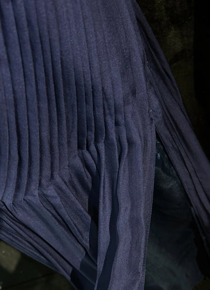Robes de bal de rêve des années 90 Sirène Asymétrique Bleu Marine Plissée Tenues de Soirée Formelles N3836