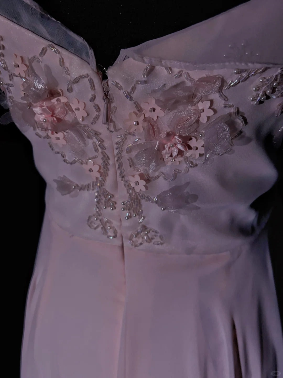 Vintage Ballkleider 80er A-Linie Sweetheart Rosa Chiffon mit Perlen Verzierungen Halboffizielle Abendgarderobe N3630