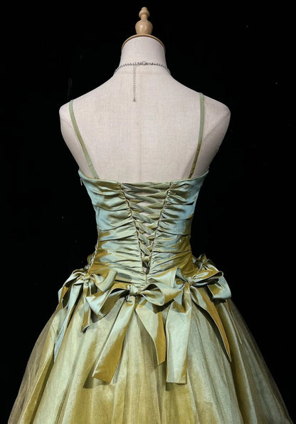 Vintage Ball Gown Spaghetti Strap Green Short Mini Senior Inspo Birthday 16th Party Outfits Homecoming Dresses RB3954