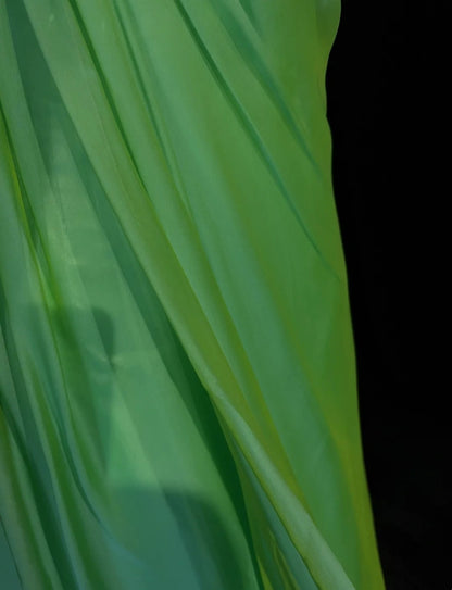 Magnifique Robe de Bal Coupe Droite Épaule Dénudée en Chiffon Vert avec Fleurs Longue Robe de Soirée Formelle N2889