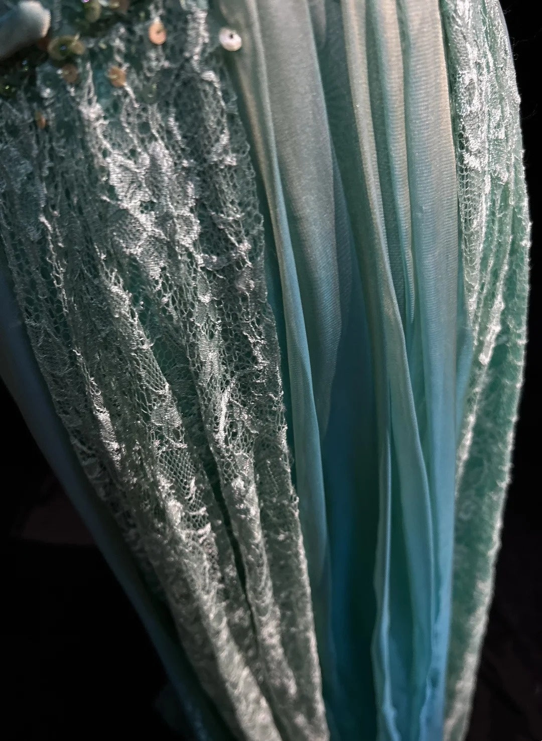 Robe de soirée rétro, robes vintage, bustier coupe A, dentelle verte mousseline perlée, tenues de cérémonie années 90 N2328