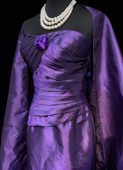 Zeitlose Abschlussballkleider Meerjungfrau Sweetheart Traube mit Blumen Lange Abendgarderobe N3295