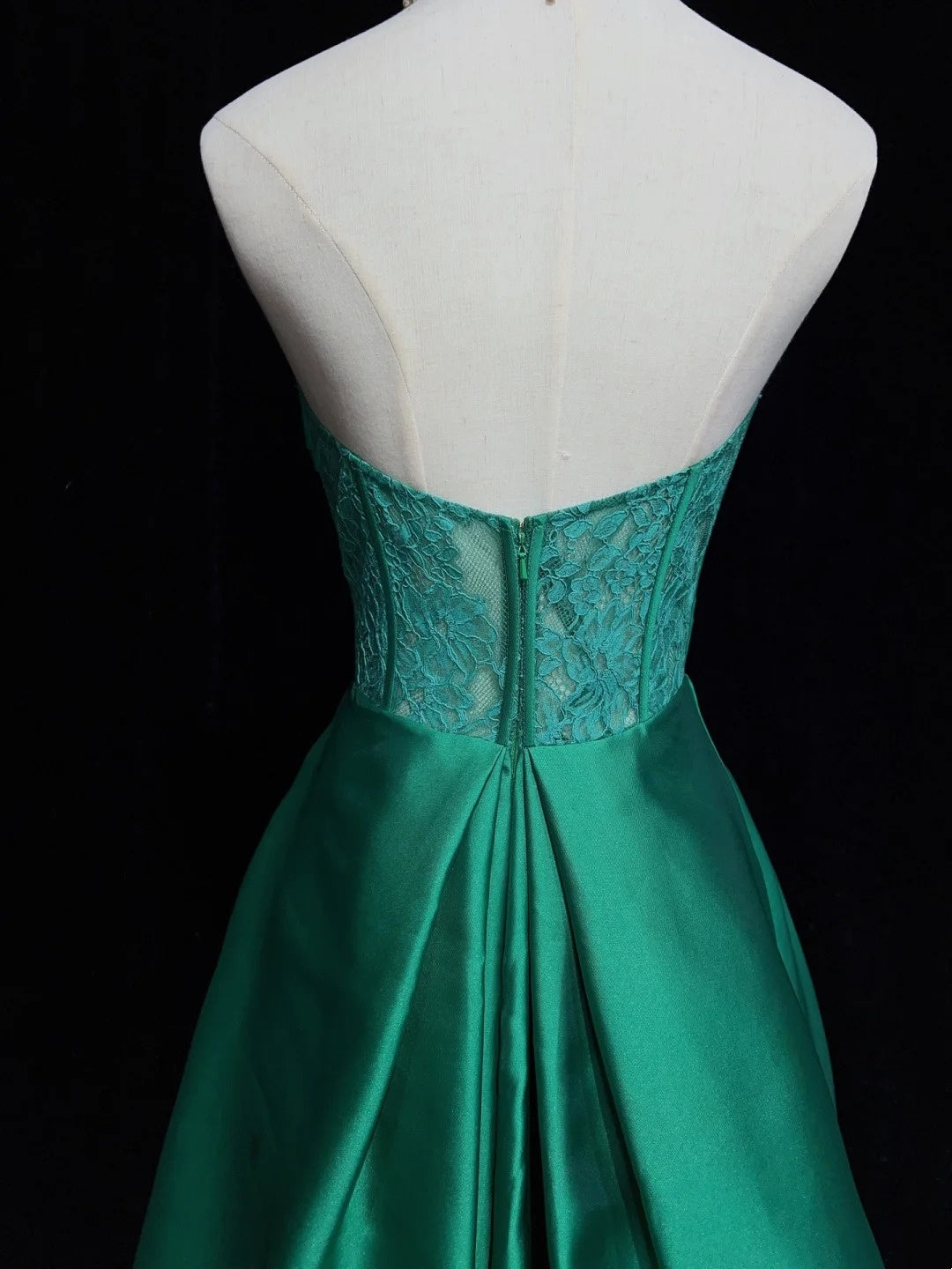 Ravissante Robe de Bal sans Bretelles Vert plissé Longue Robe de Soirée Formelle N3902