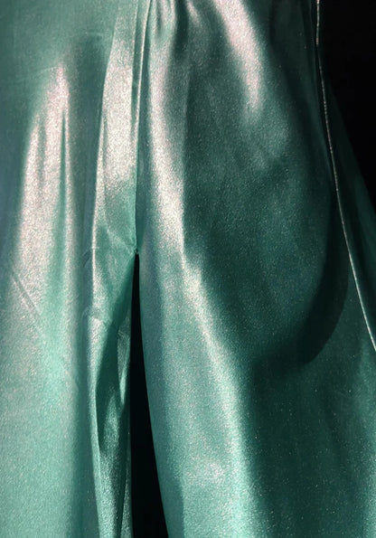 Robes de bal vintage Sirène Halter Dos Nu Vert Perlé Années 90 Longue Robe de Soirée Formelle N2648