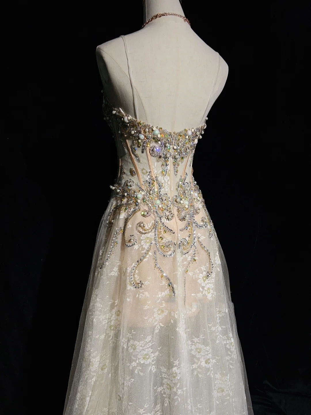 Robes de bal vintage des années 90, ligne A, bretelles spaghetti, tulle champagne, longues tenues de soirée semi-formelles N3651