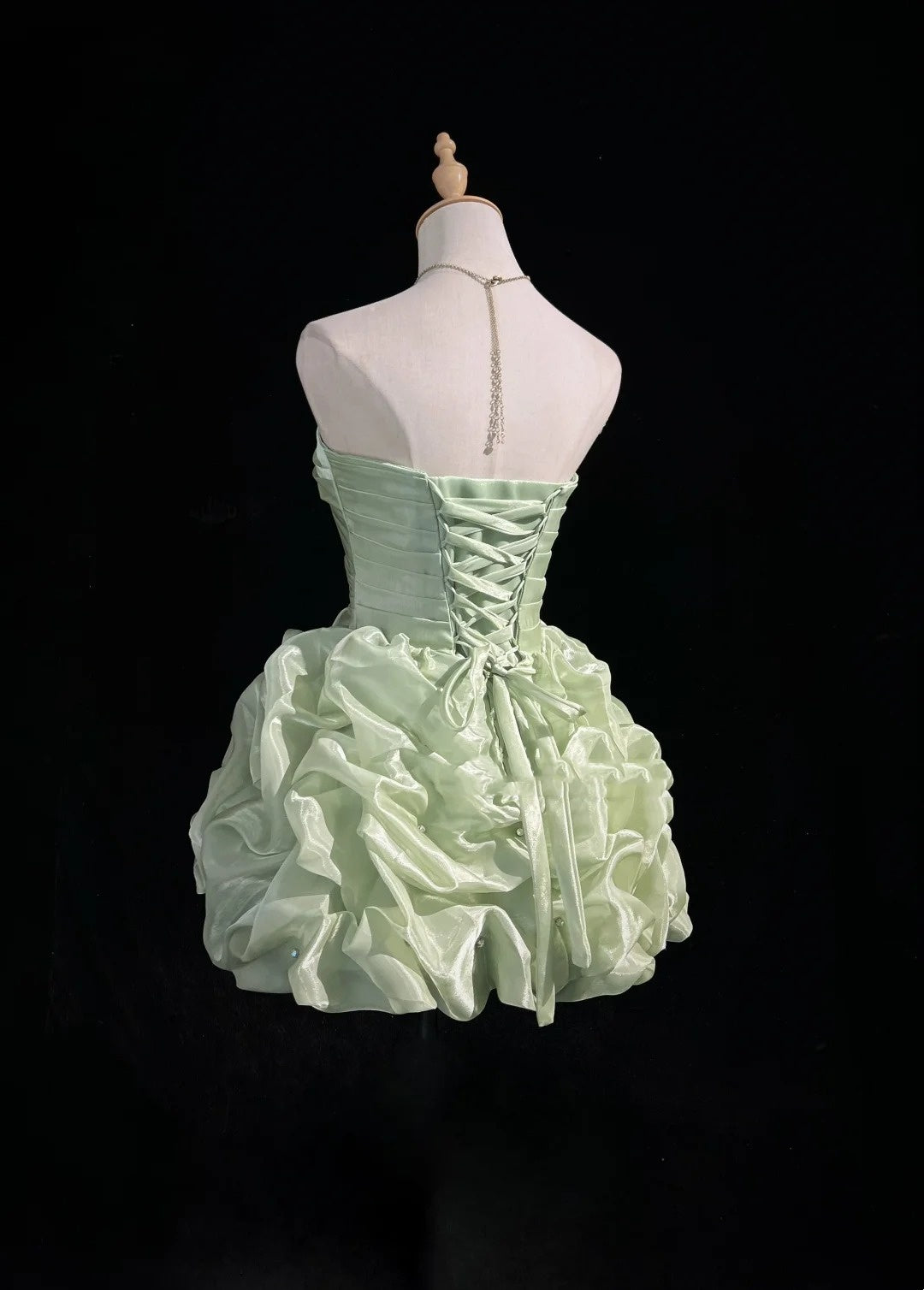 Schlichtes Ballkleid Trägerlos Mintgrün Kurz Mini Partykleid Cocktail Homecoming Kleider N4239