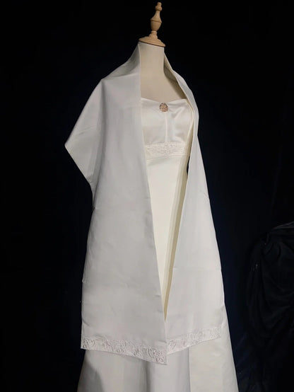 Zeitlose Hochzeitskleider Ballkleid Spaghettiträger Elfenbein mit Perlen Lang Brautkleid N3433