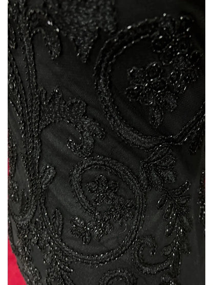 Robes de bal élégantes Inspo Sirène Col Rond Noir Pailleté Avec Perles Pour Femmes Robe de Soirée N3237