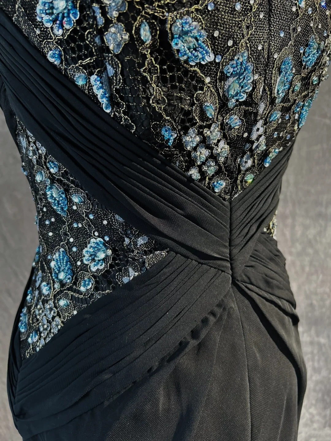 Belles robes de bal Robes sirène col rond robe de soirée mousseline de soie avec bustier perlé longues tenues de soirée N3364
