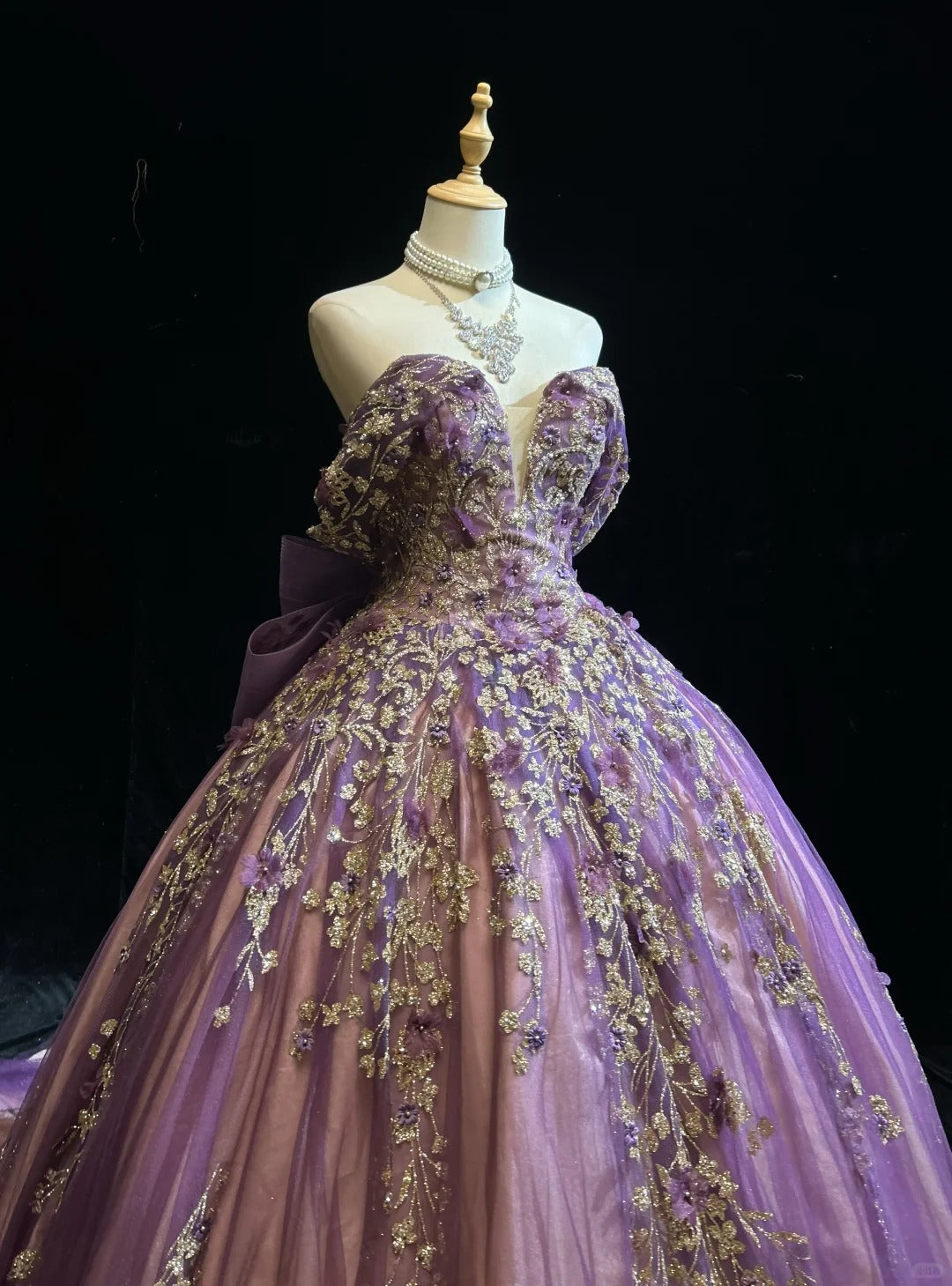 Ball Gown Off The Shoulder Purple Tulle With Appliqued Prom Dresses Sweet 16 Formal Outfits RB3938