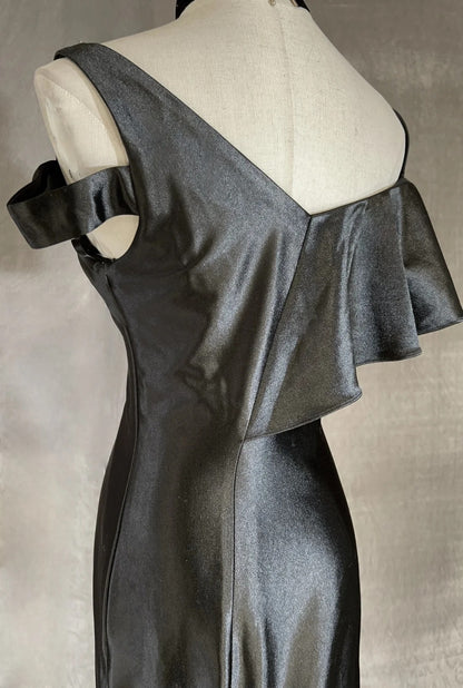 Vintage Prom Dresses Meerjungfrau Spaghettiträger Black Tie Kleid Ärmellos 1990er Lange Abendrobe N2637
