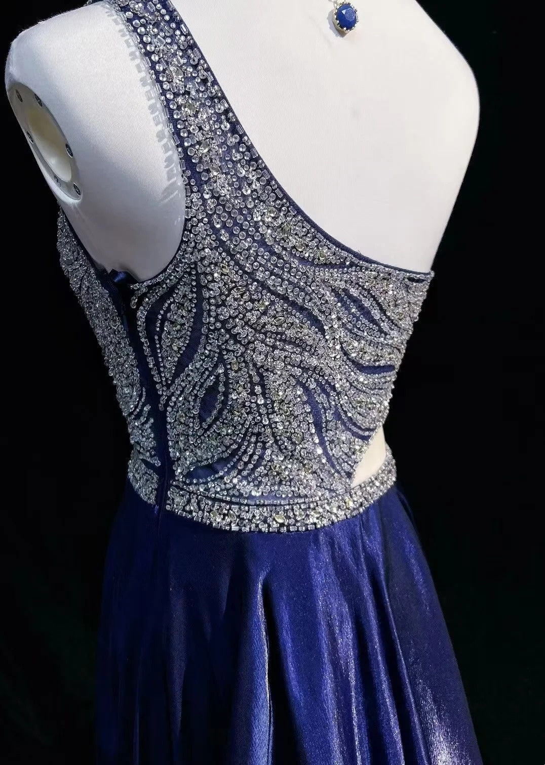 Robes de bal simples, ligne A, asymétrique, bleu roi, longueur ras du sol, perles, robe de soirée formelle N3688