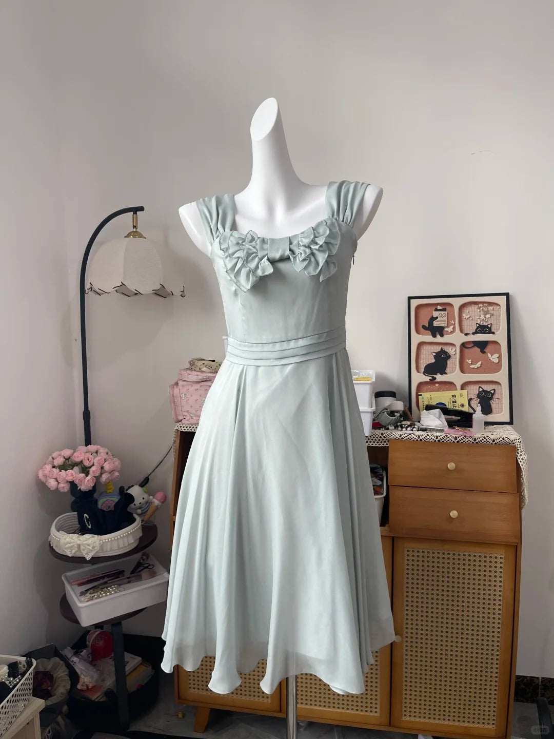 Vintage A Line Square Neck Chiffon Knee Length 16th Birthday Homecoming Dress Graduation Outfit RB6789