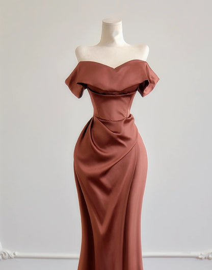 Glamouröses Meerjungfrauen-Abendkleid mit schulterfreiem Ausschnitt und kurzen Ärmeln, langes formelles Abendkleid, Geburtstagskleid N378