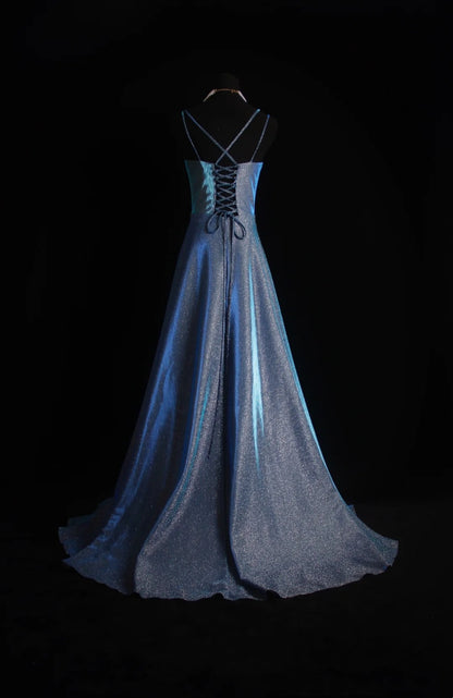 Retro-A-Linien-Kleid mit Spaghettiträgern, marineblau, paillettenbesetzt, langes Ballkleid im Stil der 1950er Jahre, Inspiration für Outfits zum 18. Geburtstag, formelles Kleid N496