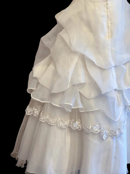 Princess Ball Gown Halter White With Layered Tiered Long Sweet 16 Dresses Seventeen Quince Dress RB4026