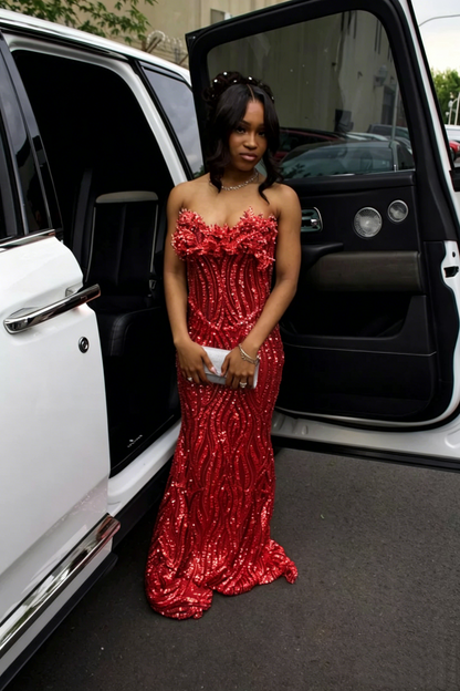 Sparkly Prom Dresses Mermaid Sweetheart Silver Sequin Sparkle Red Carpet Evening Gown For Black Women Girls N4045