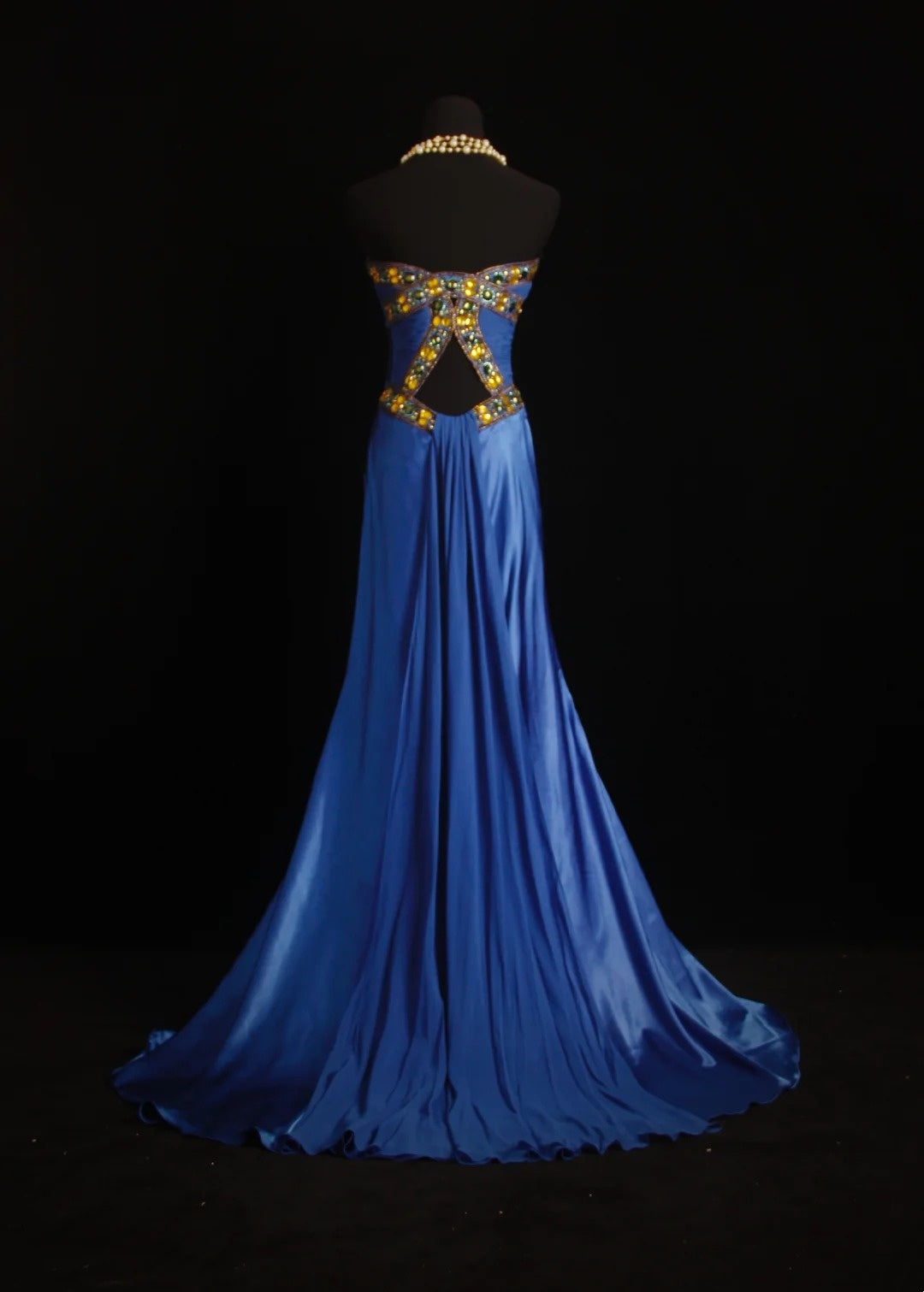 Robe de soirée/bal formelle princesse sirène bustier en satin bleu roi avec perles pour le 18e anniversaire RB3269