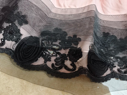 Élégante robe de bal formelle sirène rose bonbon en mousseline avec dentelle noire pour 18ème anniversaire N4192
