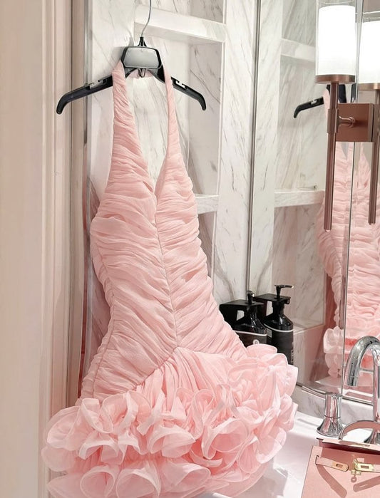 Cute Ball Gown Halter Pink Short Night In Rio Inspo Hoco Dress Ideas Homecoming Dresses RB4074