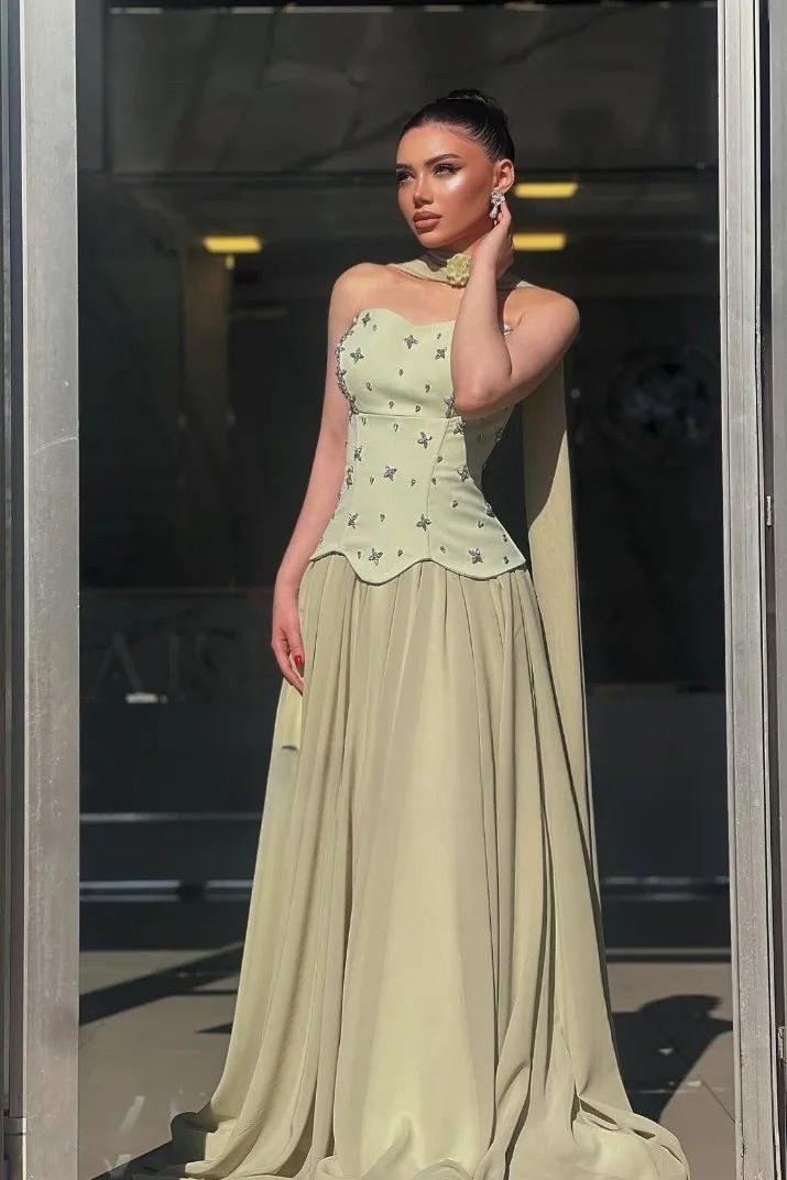 Trägerloses, luxuriöses Abendkleid für Damen, langes Ballkleid in A-Linie, Robe für Damen, AB1455