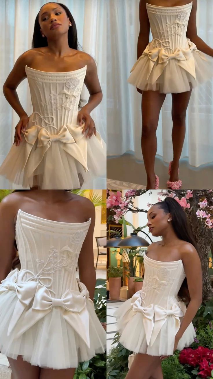 Sexy Ballkleid Trägerlos Weiß Mini Abschlusskleider Kurz High School Für 8. Klasse Senior Rosa Homecoming Kleid RB3392