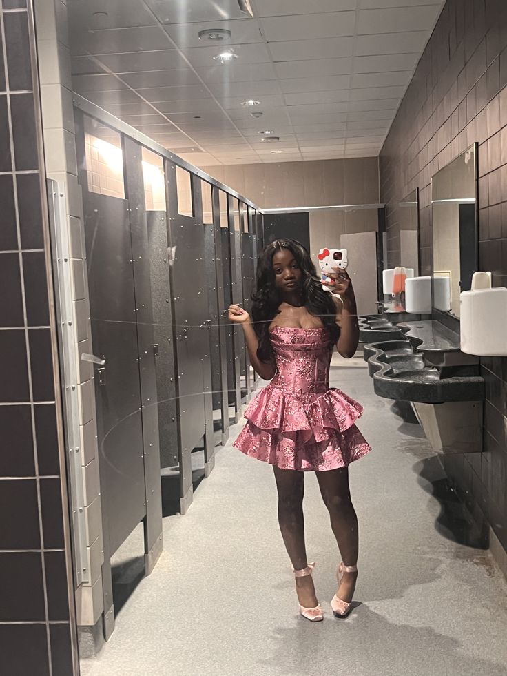 Maximalist Ball Gown Strapless Pink Lace Cruise Ship Formal Night Evening Dresses Short Birthday Outfit RB3886