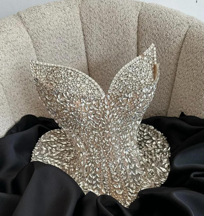 Robe de bal scintillante en cœur blanc robes de bal courtes pour lycée 8e année robe de retour à la maison RB3378