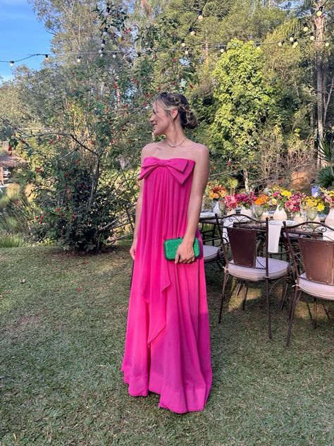 Gorgeous A line Strapless Sleeveless Fuchsia Chiffon Prom Dresses Long Formal Party Gown AB387