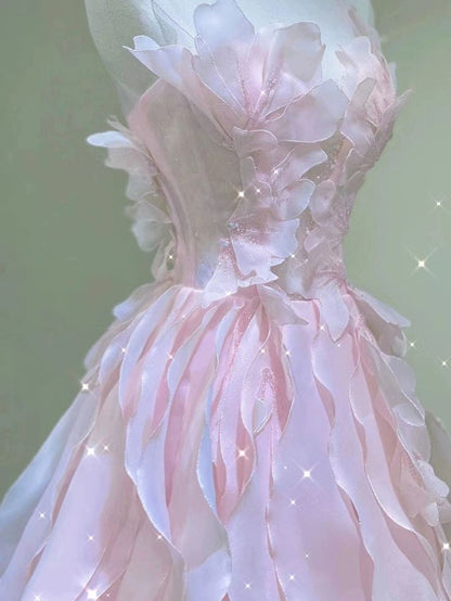 Robe de soirée rose de princesse, robe de fête féerique, robe fleurie d'anniversaire pour fille - Robes de soirée formelles AB518