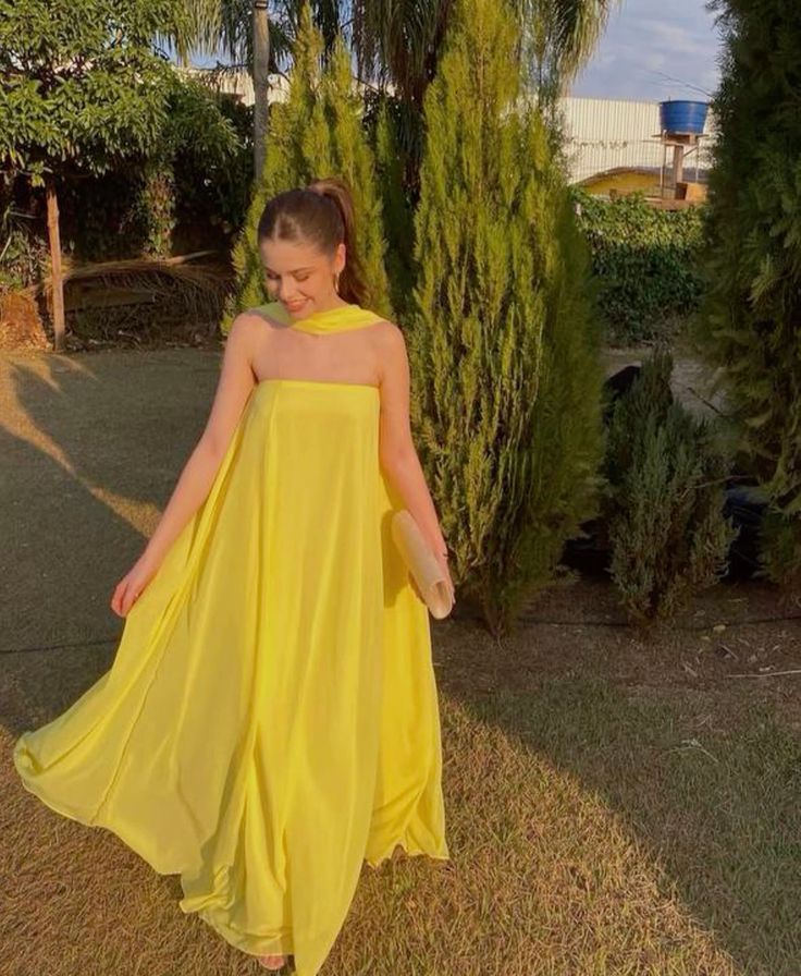 Modest A Line Strapless Chiffon Yellow Prom Dresses Inspo Simple Long Prom Gowns With Scarf AB227