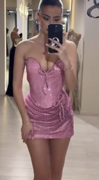 Pink Homecoming Dresses Sheath Beaded Crystals Sequined Short Mini Party Graduation Cocktail Dresses N4732
