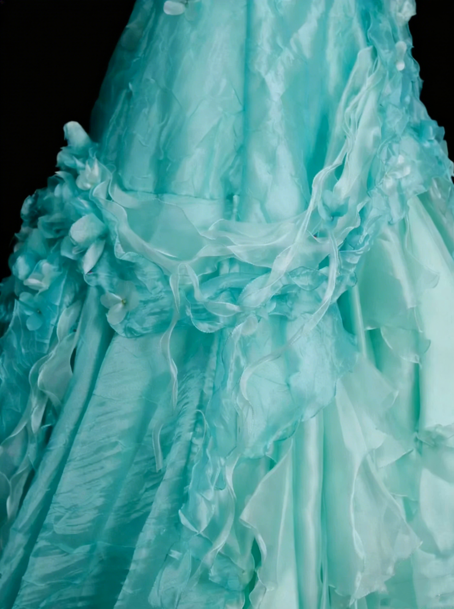 Robe de bal vintage bustier bleue à volants, robe de quinceañera longue, taille 15, Vestidos De Fiesta N1448