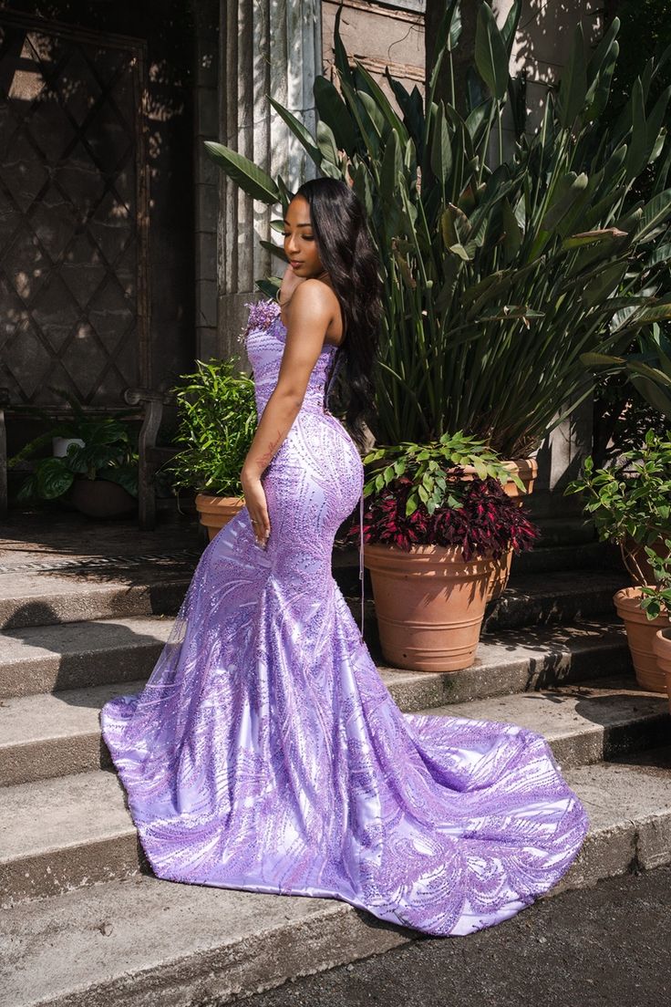 Robe de bal longue sirène à sequins scintillants, décolleté cœur, lilas, inspiration robe de soirée pour femme, robe de bal formelle AB1258