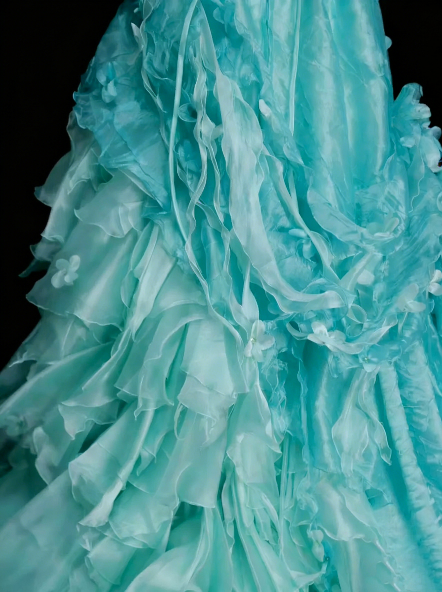 Robe de bal vintage bustier bleue à volants, robe de quinceañera longue, taille 15, Vestidos De Fiesta N1448