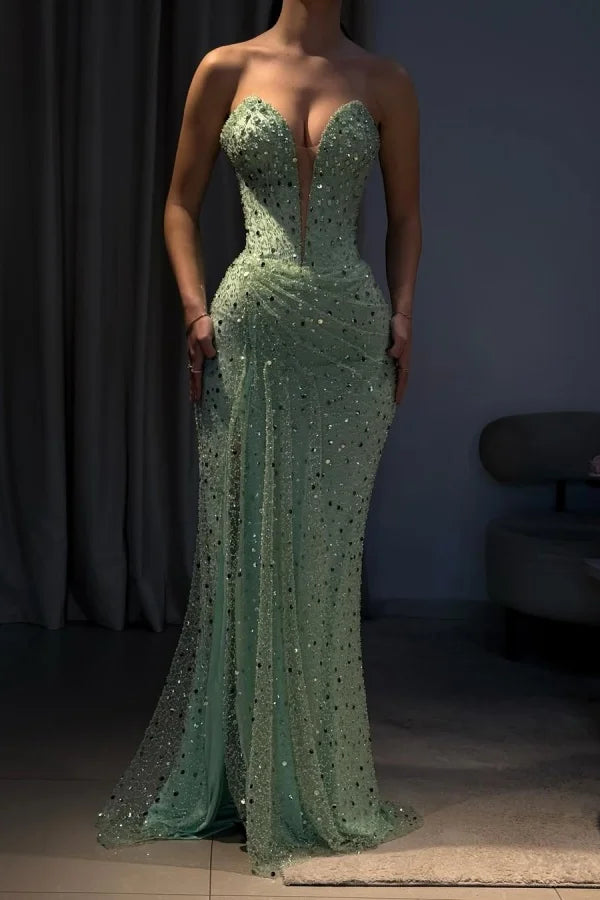 Robe de bal sirène sexy vert menthe, décolleté en cœur, longue, tenue de soirée pour 22e anniversaire, robe de remise de diplôme, RB957