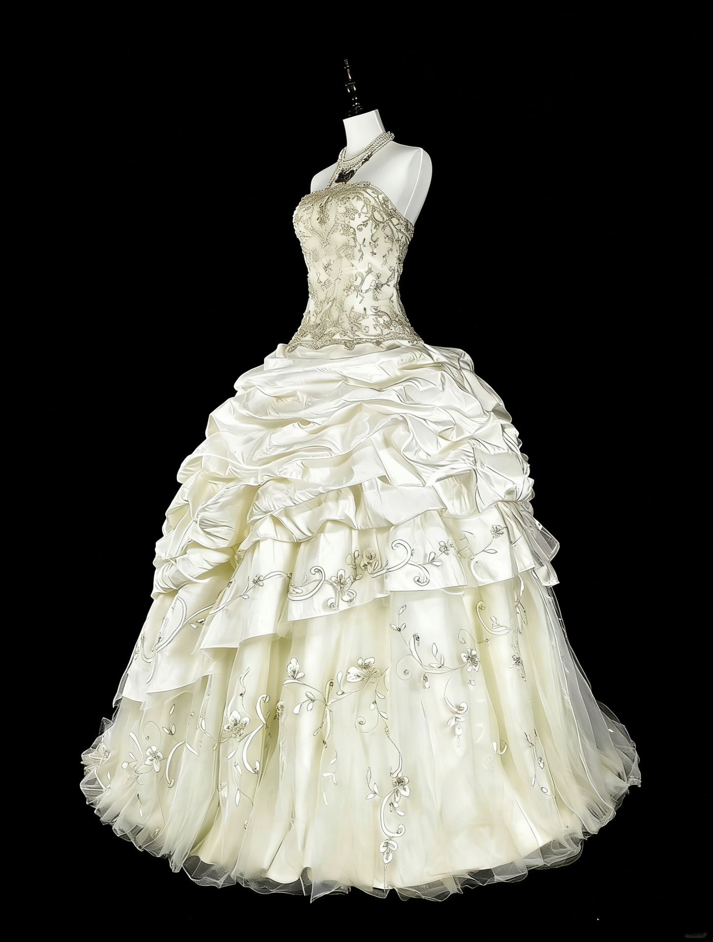 Robes de mariée princesse robe de bal bustier ivoire avec cristaux perlés longue robe de mariée N3413