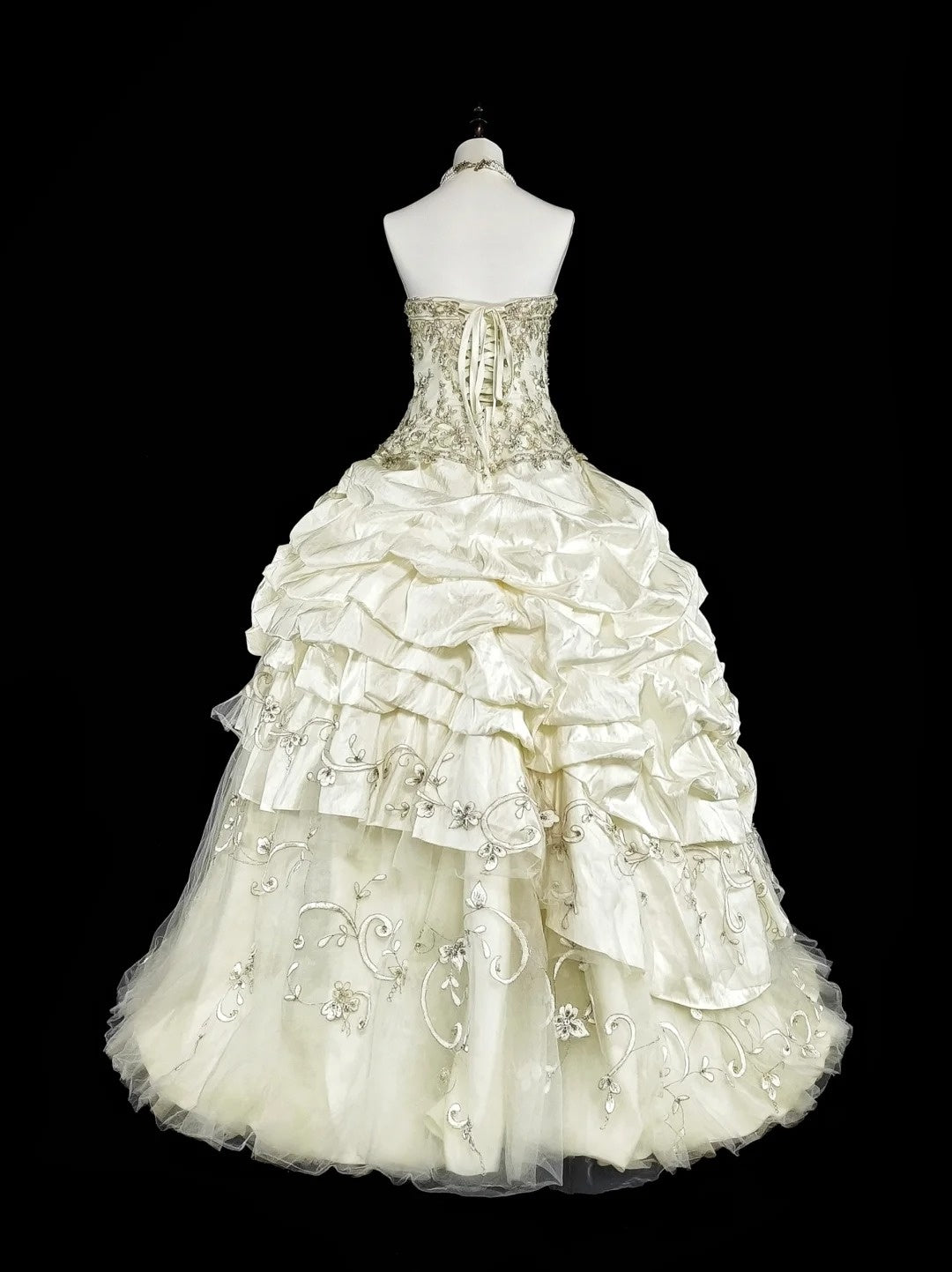 Robes de mariée princesse robe de bal bustier ivoire avec cristaux perlés longue robe de mariée N3413