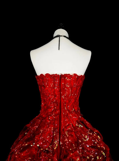 Mignonne robe de bal bustier bordeaux avec volants superposés longues robes de soirée robes de bal N2147