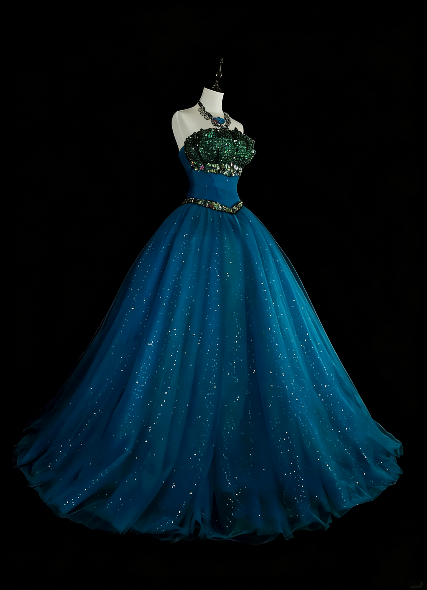 Vintage Ballkleid, trägerlos, blauer Tüll, Sweet 16 Kleider, Quinceañera Kleid, lang, Vestidos De Fiesta N1478
