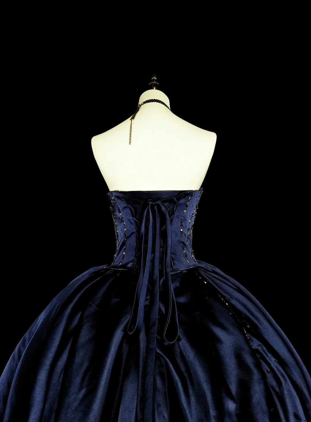 Robe de bal vintage bleu marine en tulle, décolleté cœur, style années 80, robe de soirée formelle, robe de bal longue N1755