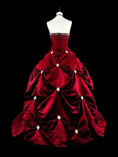 Vintage Ballkleid mit Herzausschnitt, burgunderrot, gestuft, Sweet 16 Kleider, Quinceañera Kleid, lang, Vestidos De Fiesta N1827